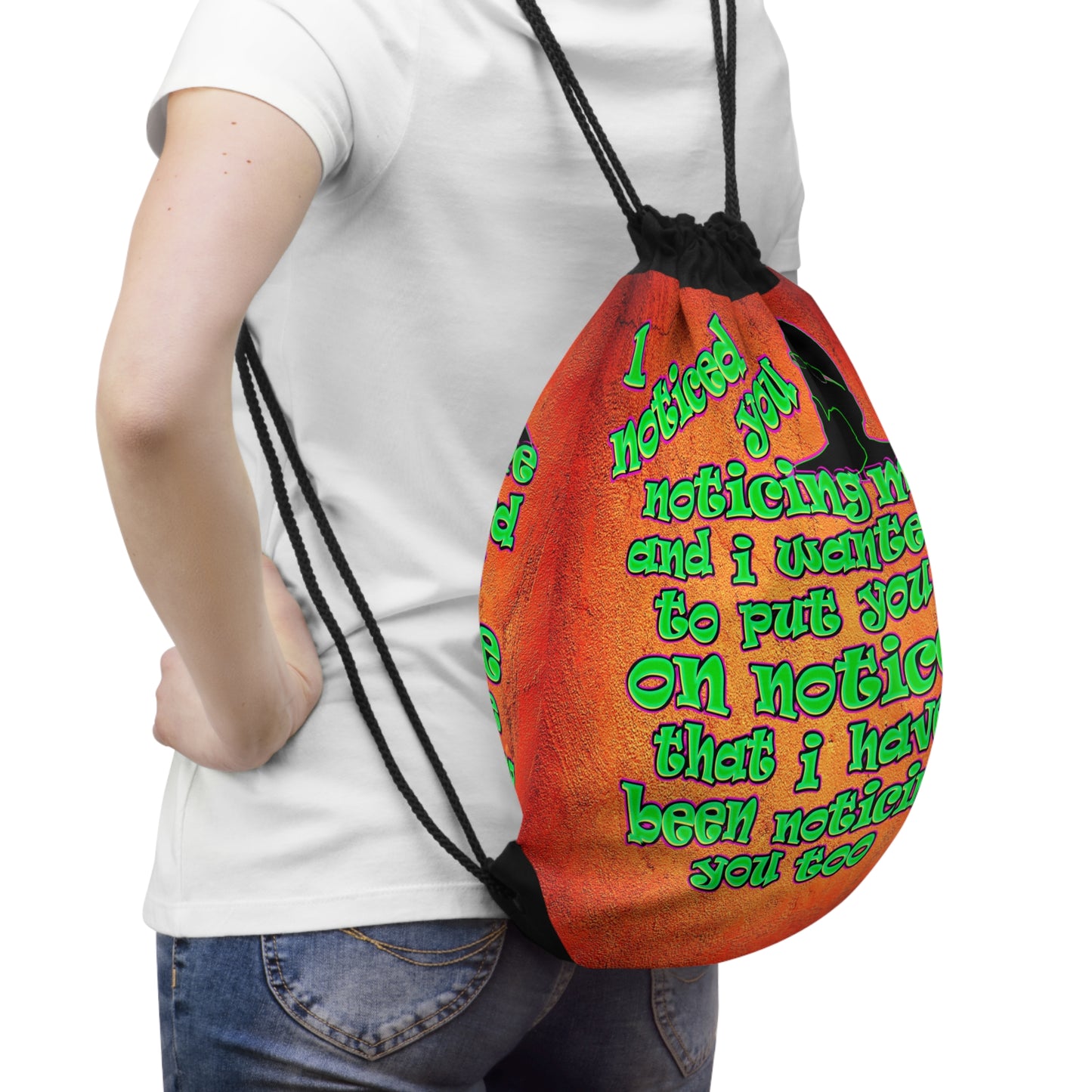 noticed you noticing - Drawstring Bag (burnt orange)