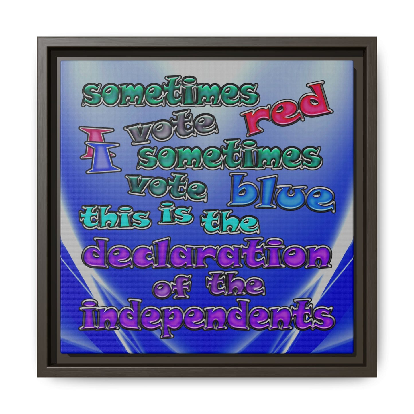 declaration of the independents - framed canvas art (blue-white wave)