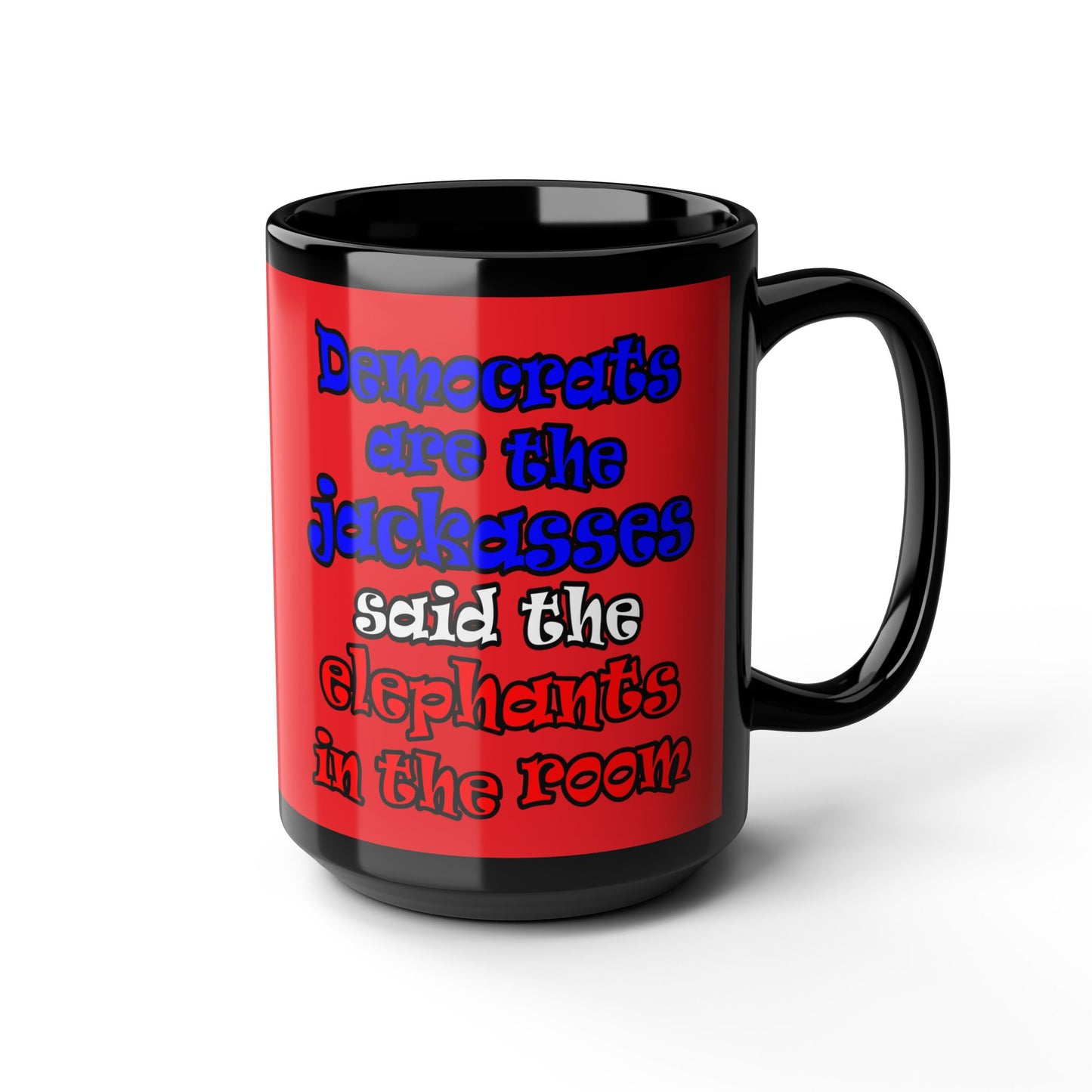 donkeys and elephants - Black Mug (red)