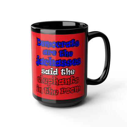 donkeys and elephants - Black Mug (red)