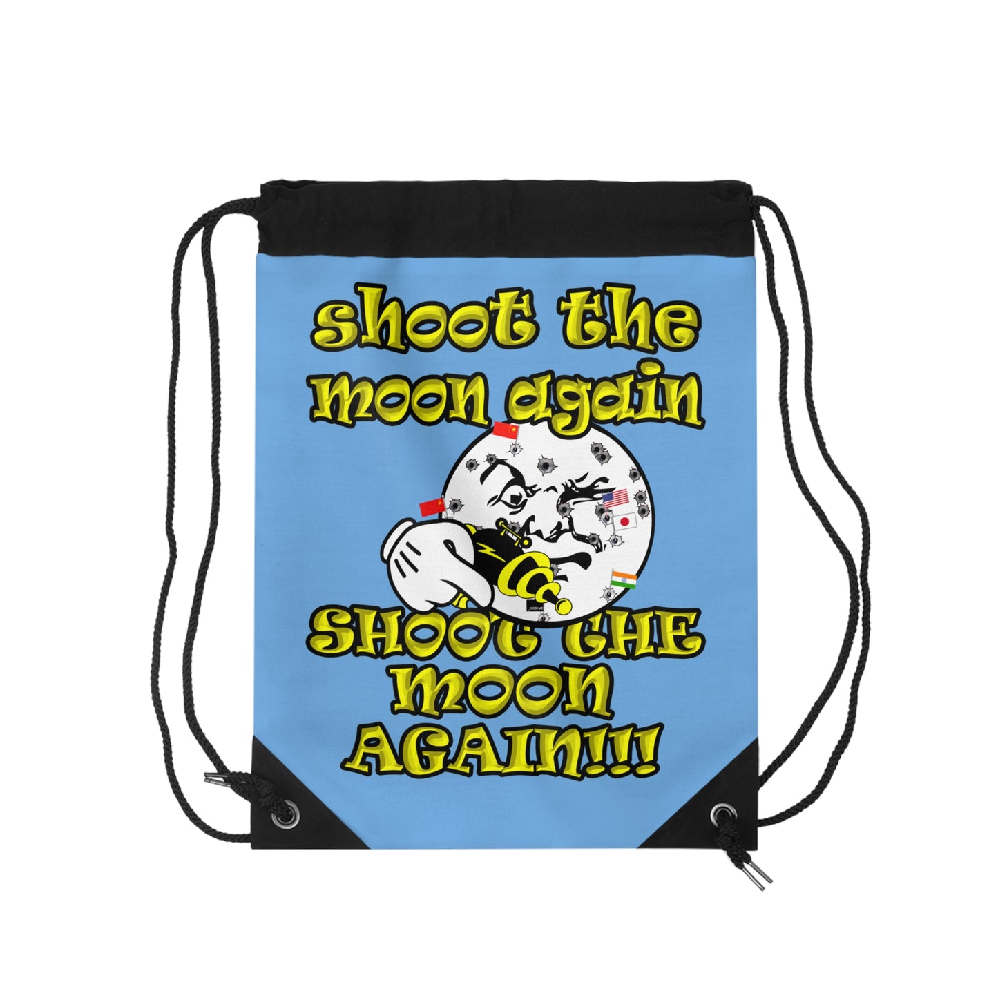 shoot the moon again - Drawstring Bag (light blue)