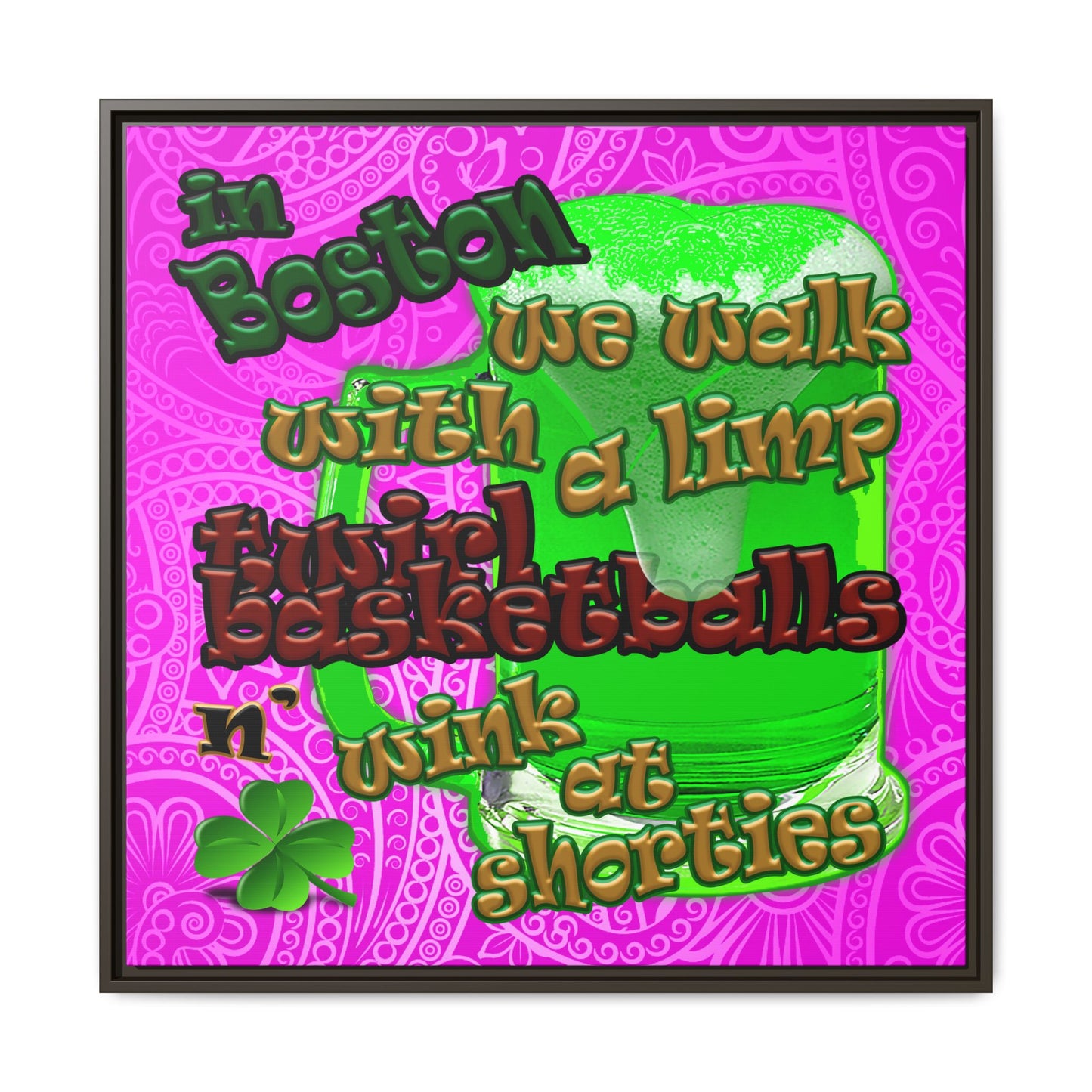 celtics logo - framed canvas art (pink swirl)