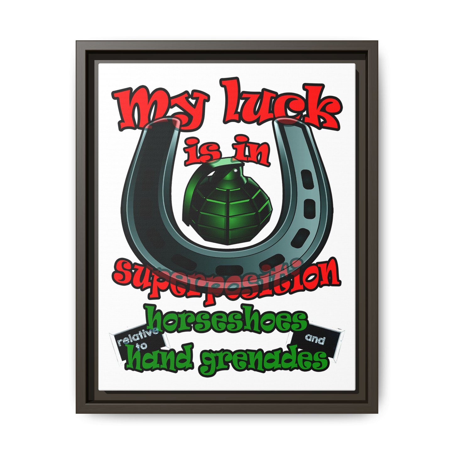 my luck - framed canvas art (white)