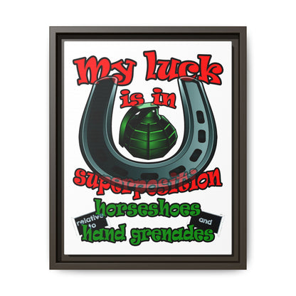 my luck - framed canvas art (white)