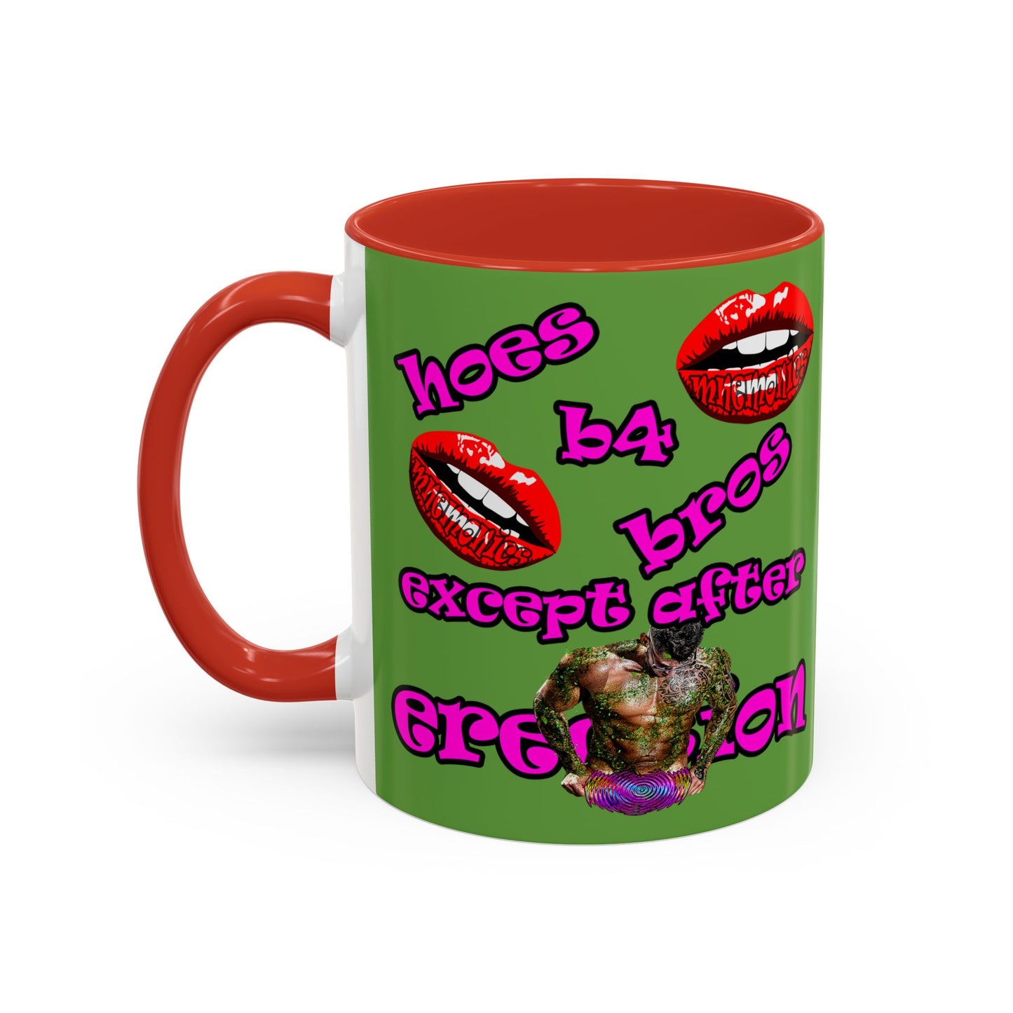 hoes b4 bros - Accent Mug (green)