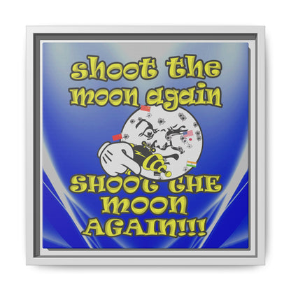 shoot the moon again - framed canvas art (blue-white wave)