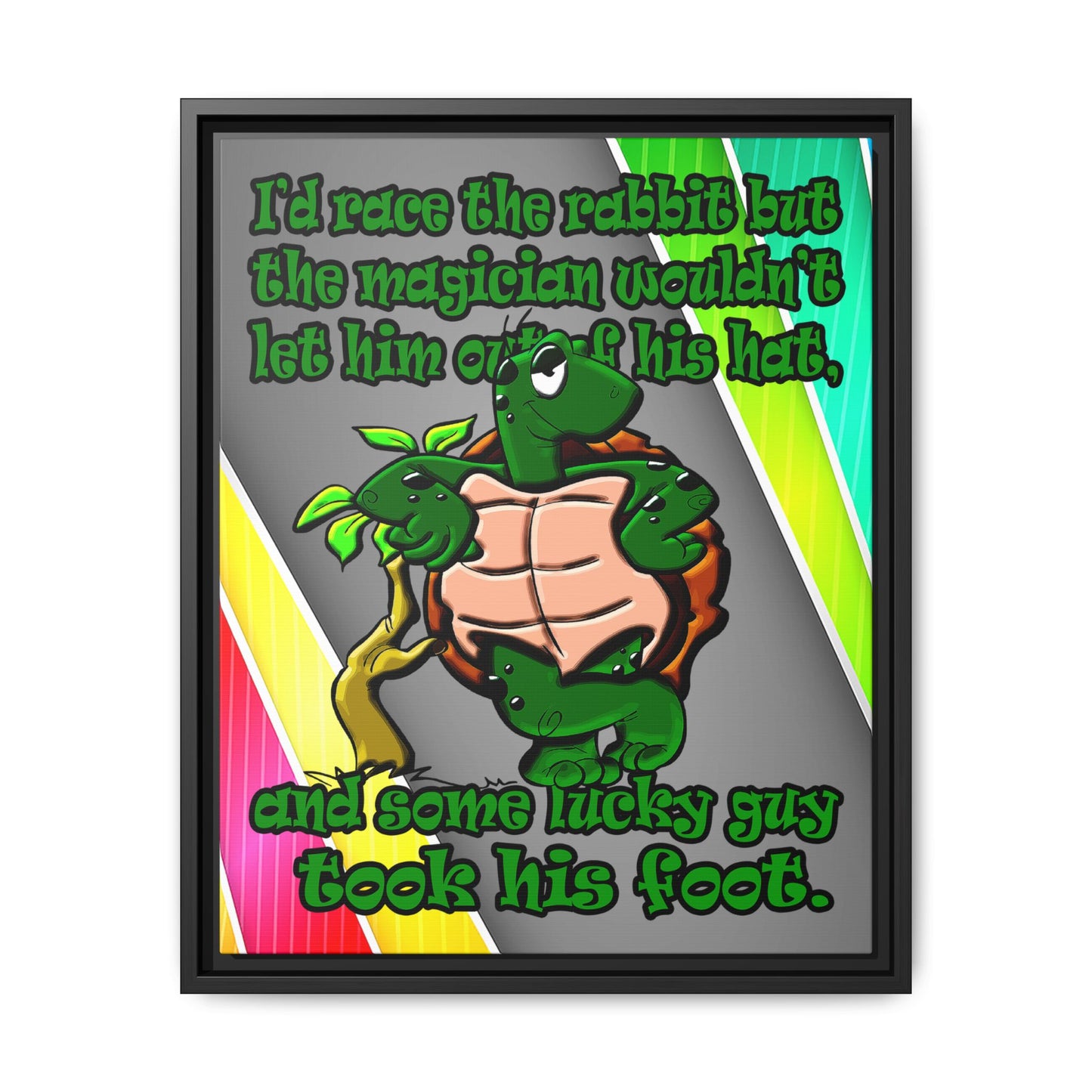 turtle race - framed canvas art (rainbow split)