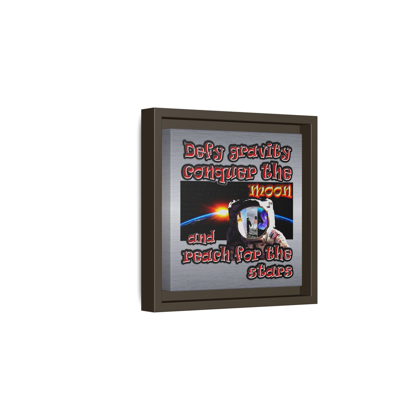 defy conquer reach - framed canvas art (brushed nickel)