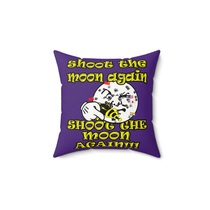 shoot the moon again - Faux Suede Square Pillow - (purple)