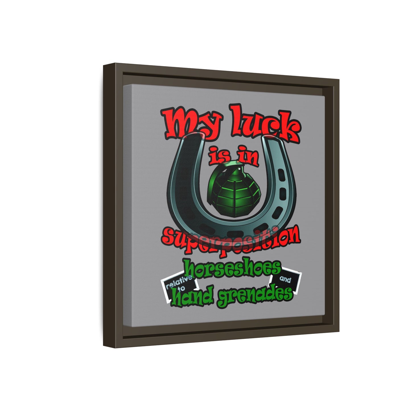 my luck - framed canvas art (grey)