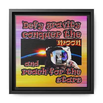 defy conquer reach - framed canvas art (color blur)