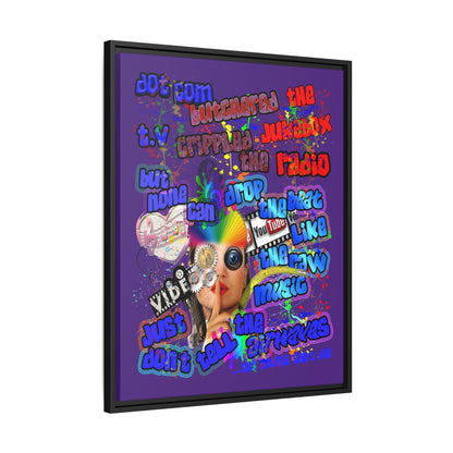 drop the beat - framed canvas art (purple)