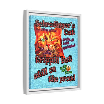 schrodinger's cat - framed canvas art (faded blue)