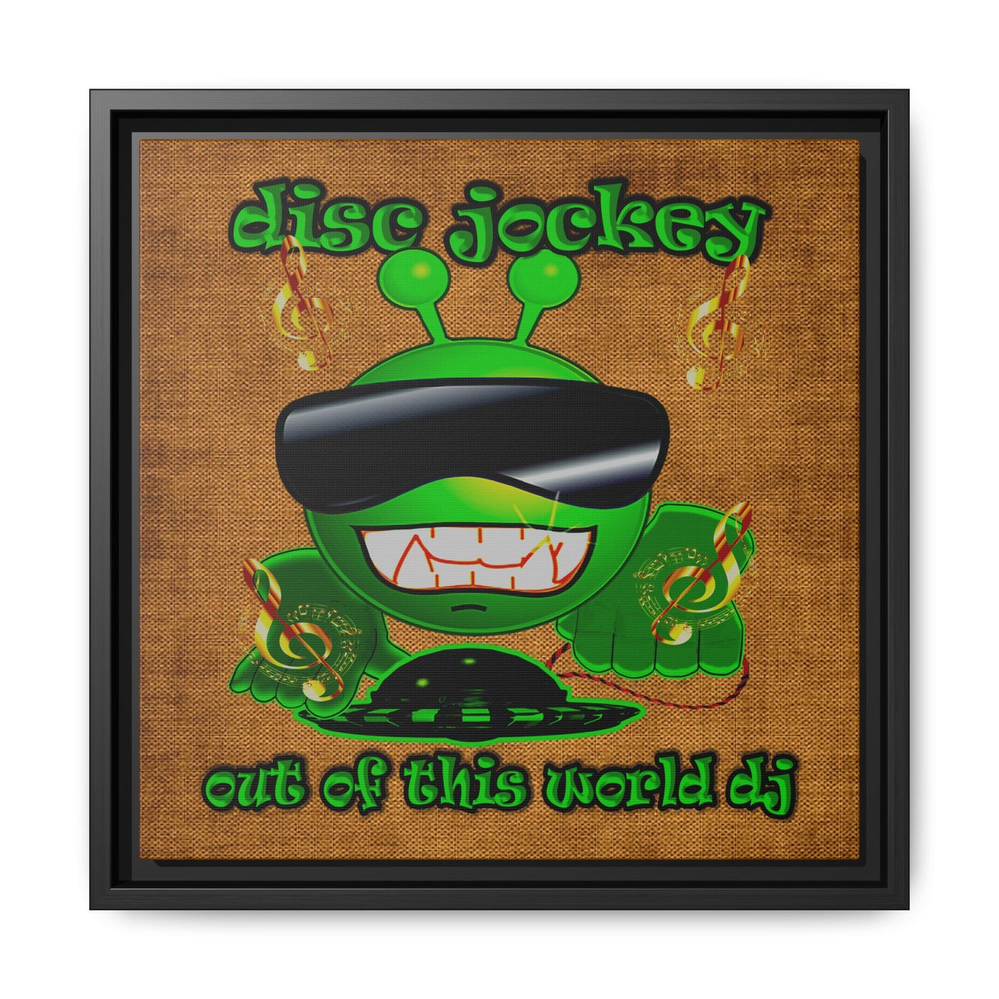 disc jockey - framed canvas art (brown papyrus)