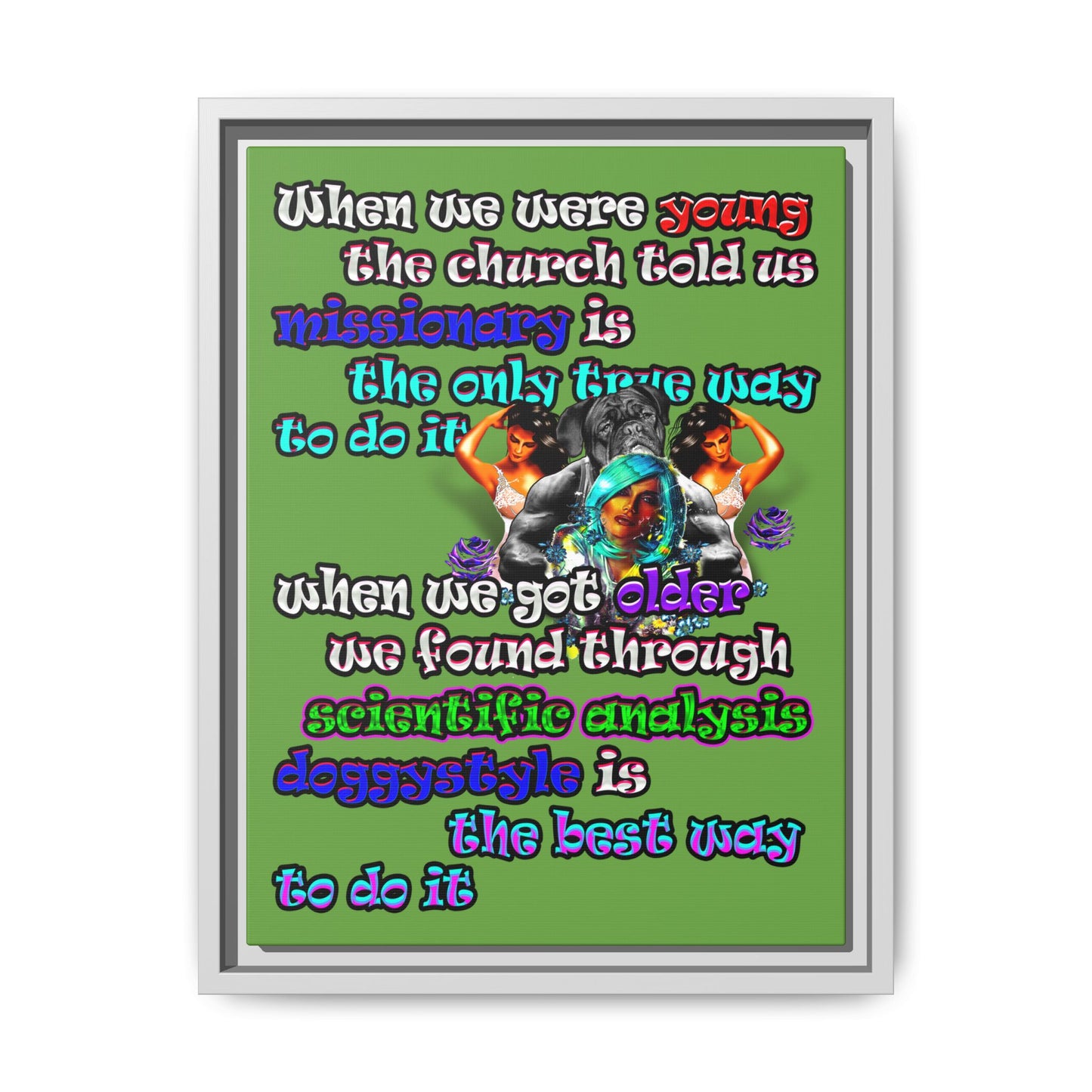 doggystyle - framed canvas art (green)