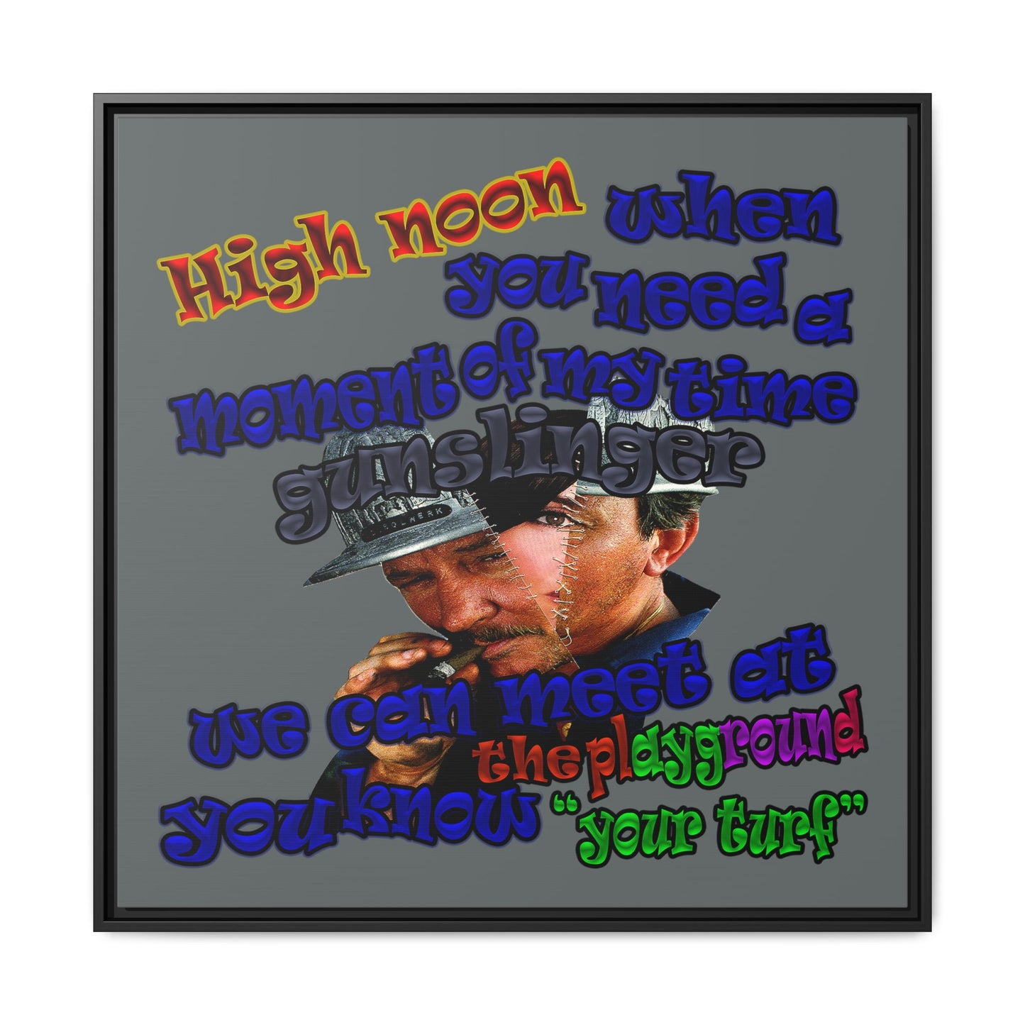 high noon - framed canvas art (dark grey)