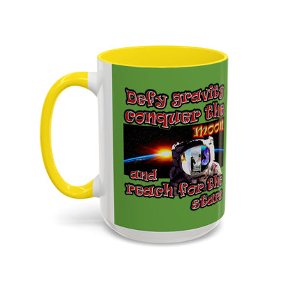 defy conquer reach - Accent Mug (green)