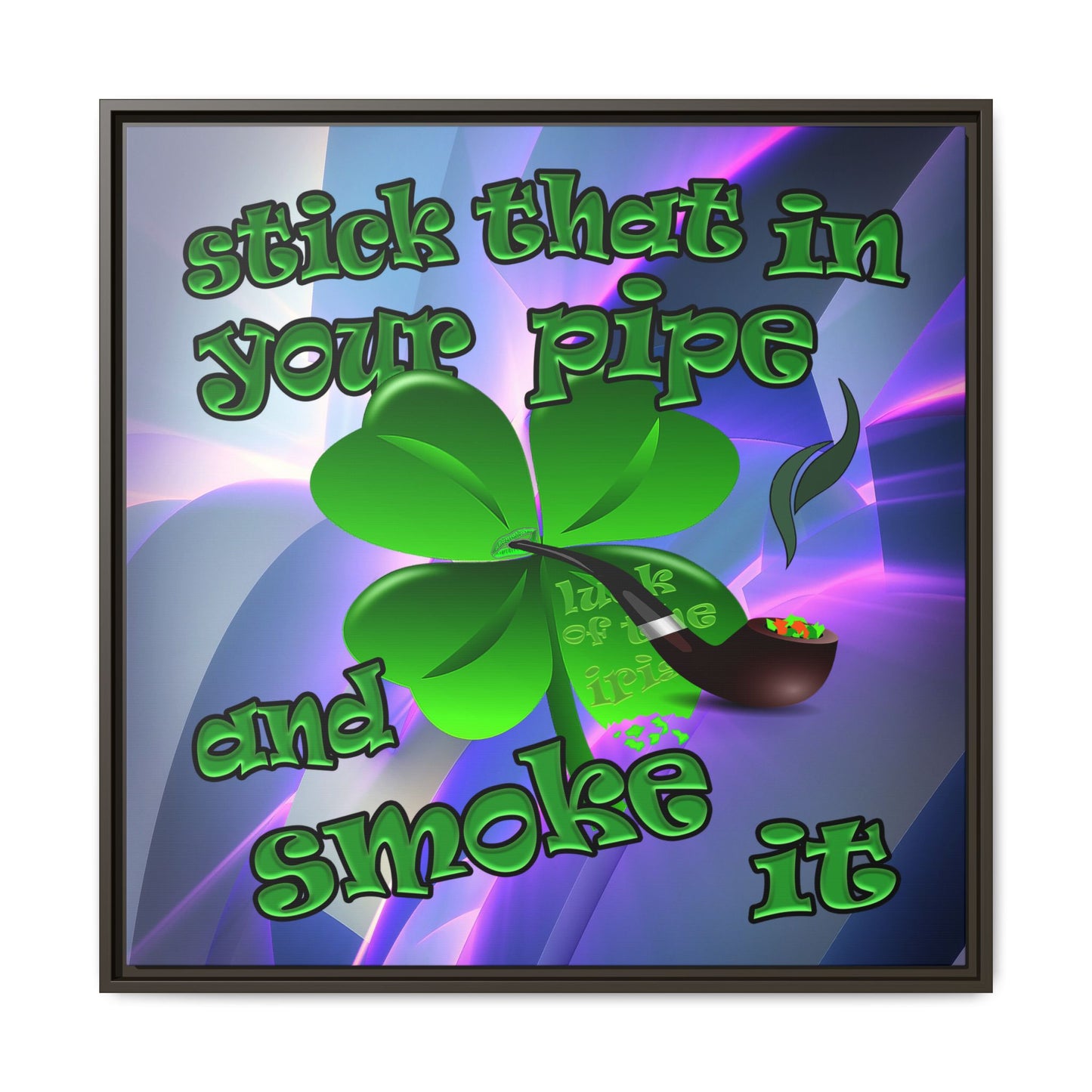 stick that in your pipe and smoke it - framed canvas art (grey-pink wave)