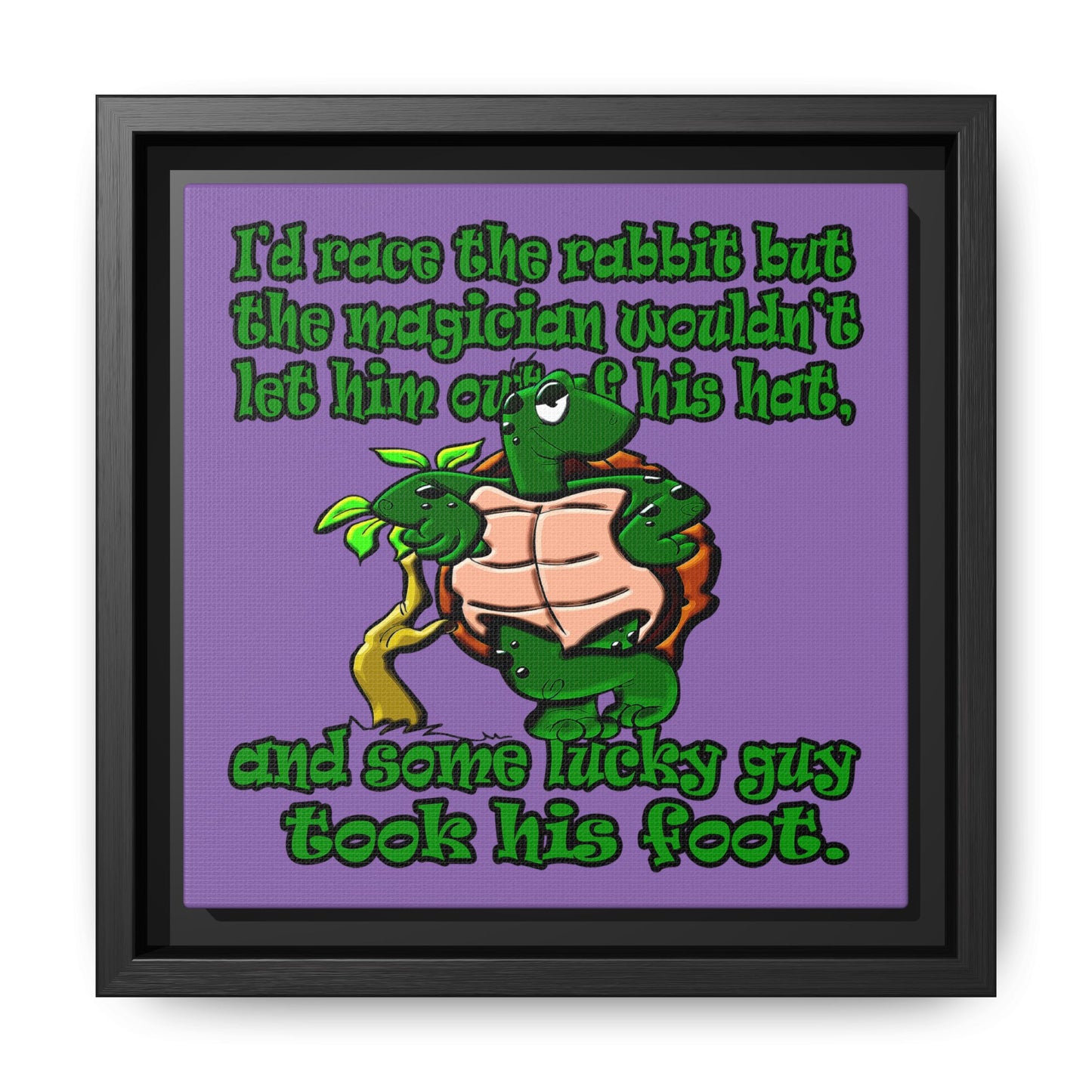 turtle race - framed canvas art (light purple)