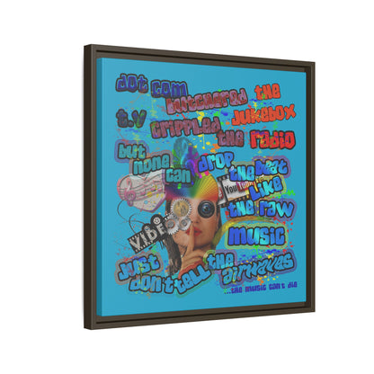 drop the beat - framed canvas art (turquoise)