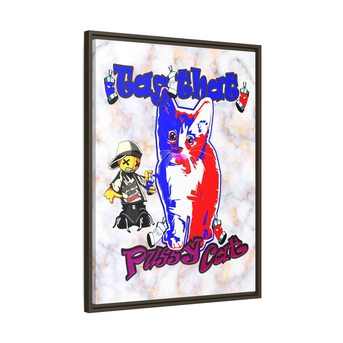tag that - framed canvas art (white marble)