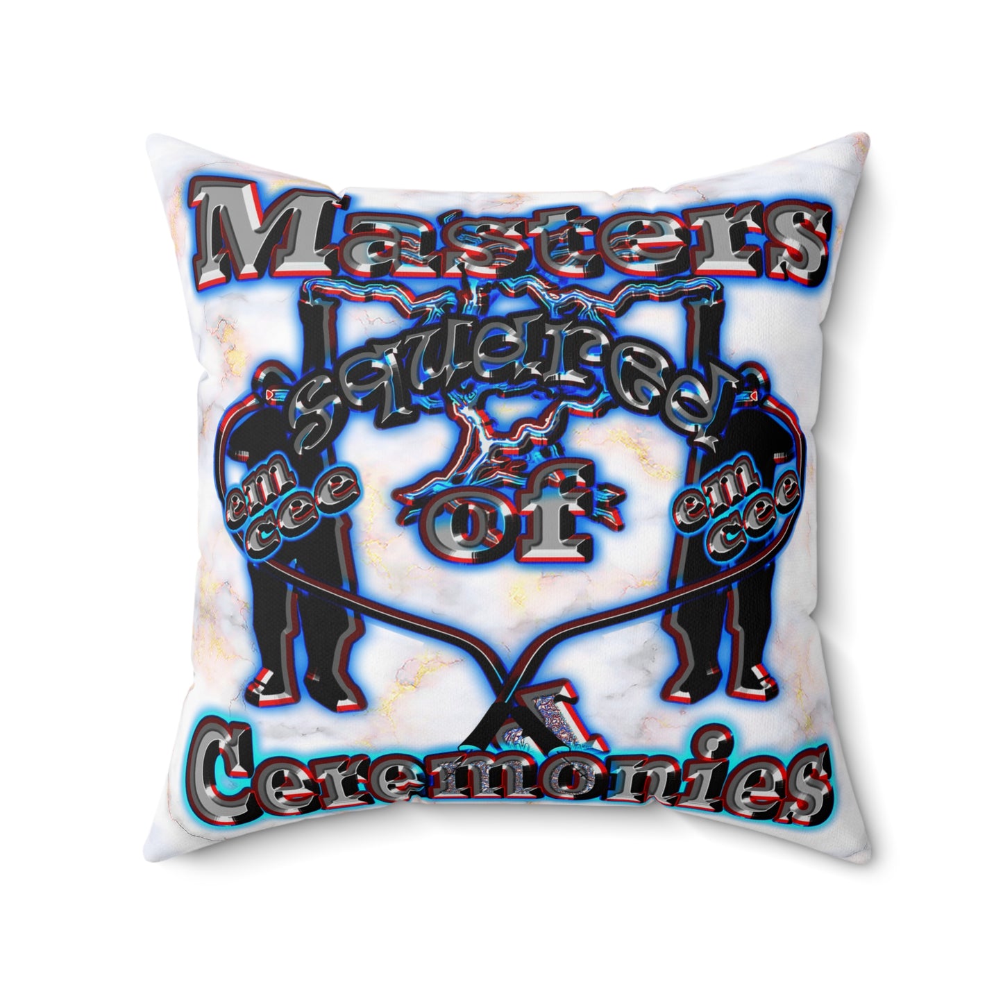 em cee squared - Spun Polyester Square Pillow - (white marble)