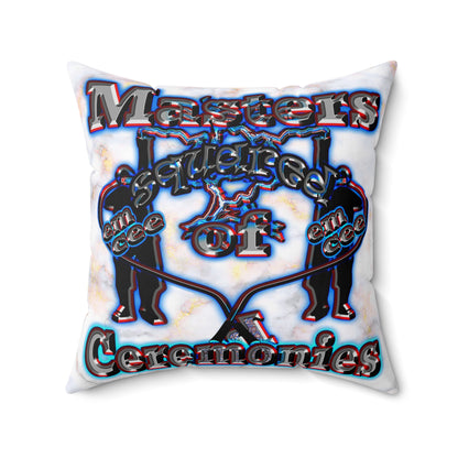 em cee squared - Spun Polyester Square Pillow - (white marble)