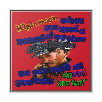 high noon - framed canvas art (dark red)