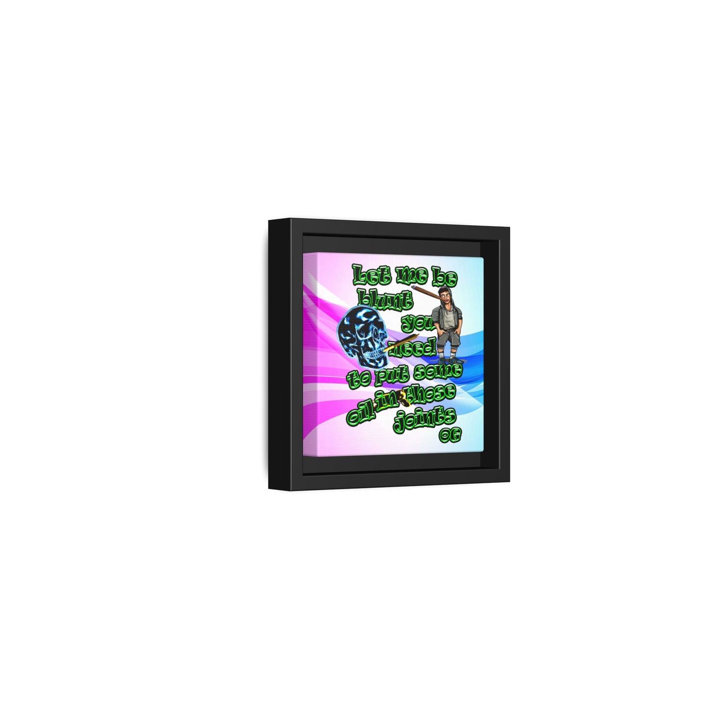 og - framed canvas art (light blue-pink wave)