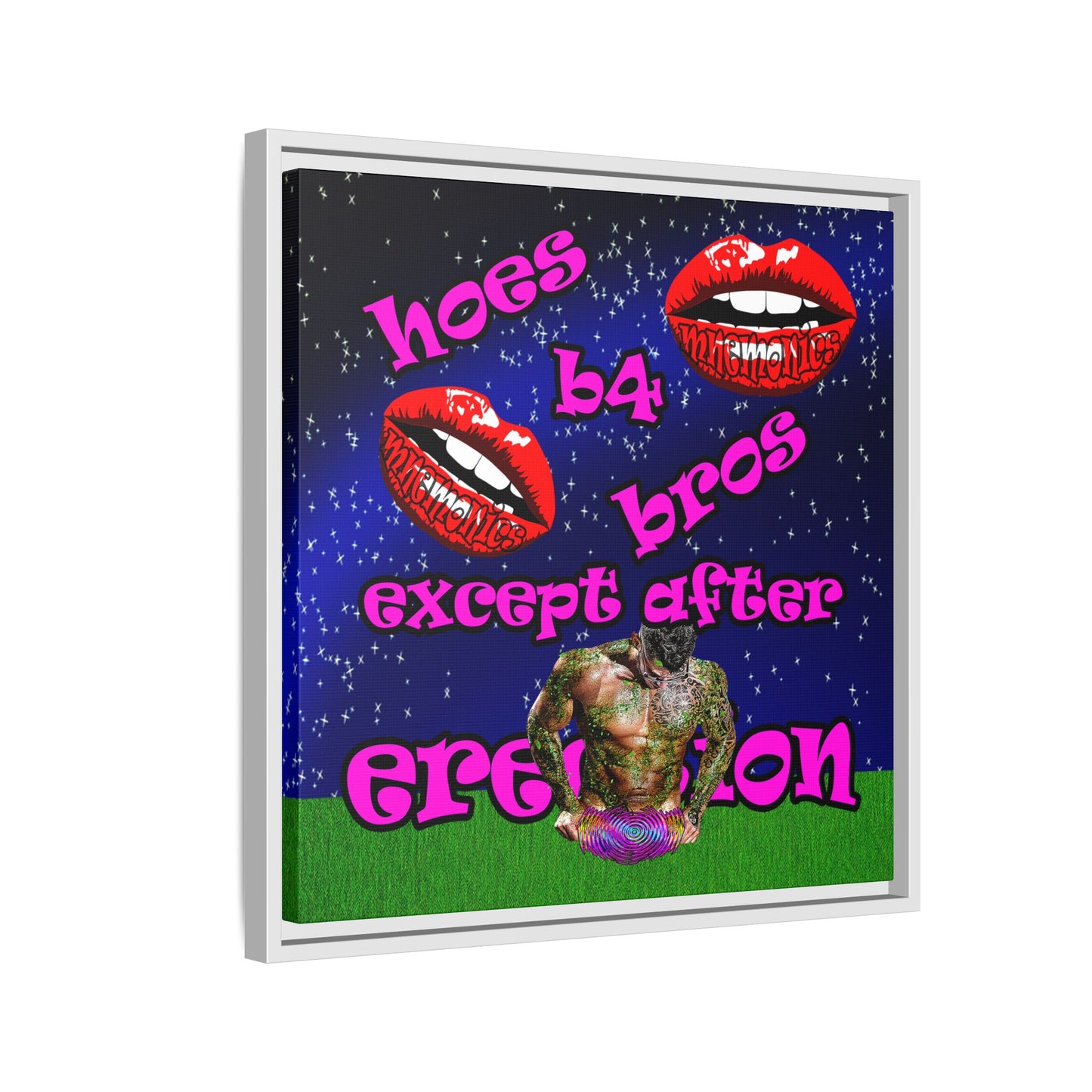 hoes b4 bros - framed canvas art ('snoops' background)