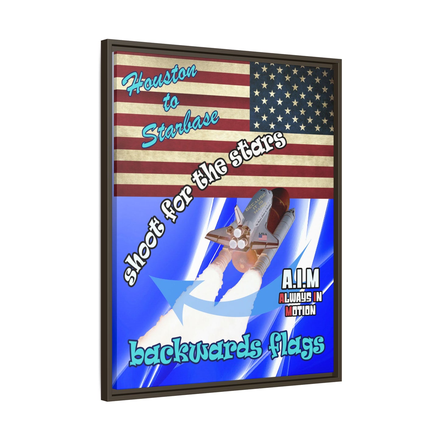 shoot for the stars - framed canvas art (blue-white wave)