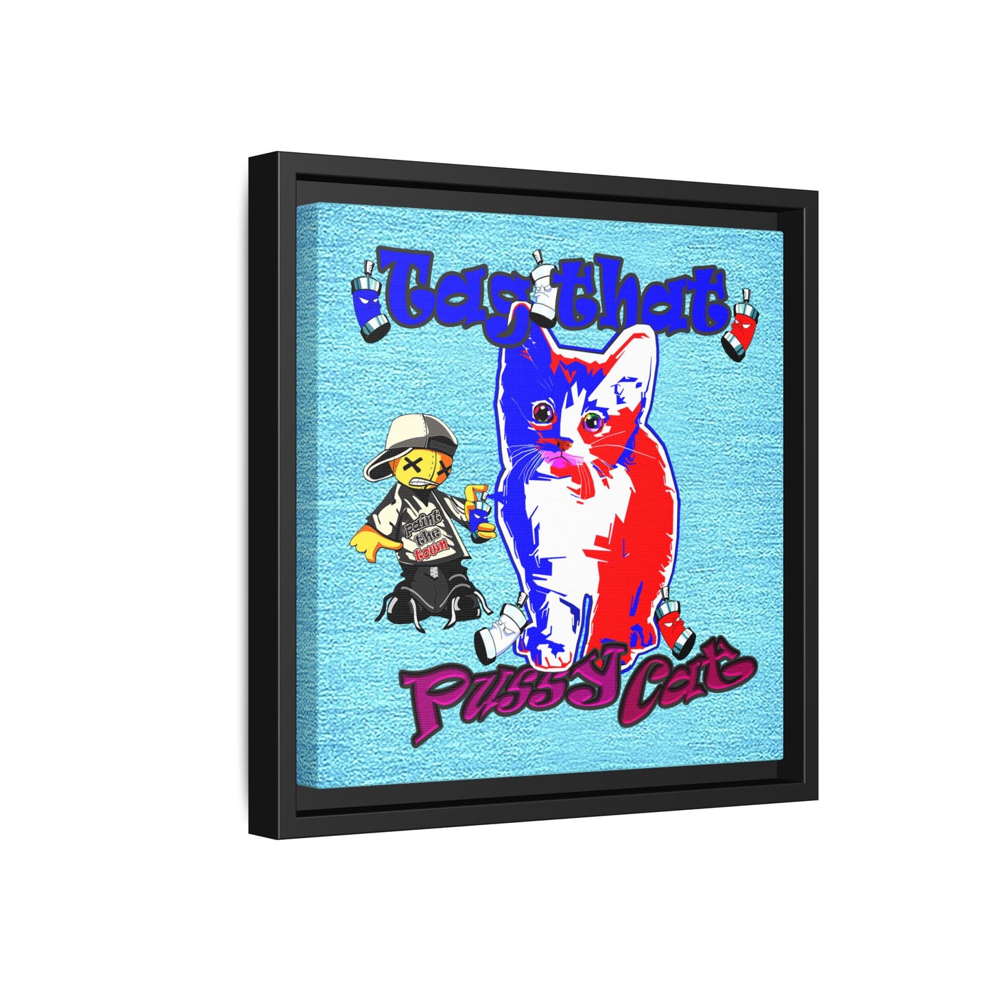 tag that - framed canvas art (faded blue)