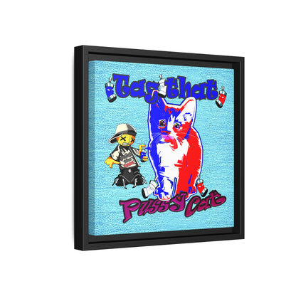 tag that - framed canvas art (faded blue)