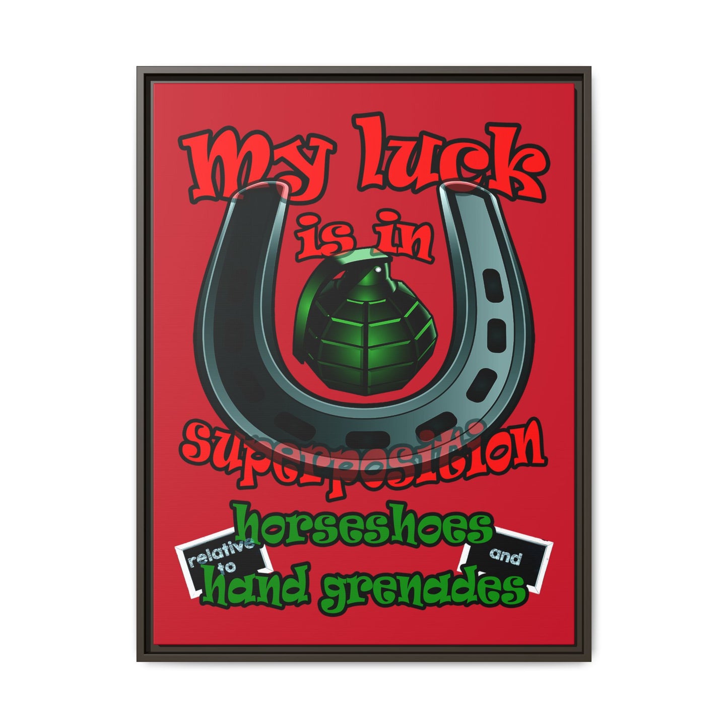 my luck - framed canvas art (dark red)