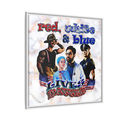 rw&b lives matter - framed canvas art (white marble)