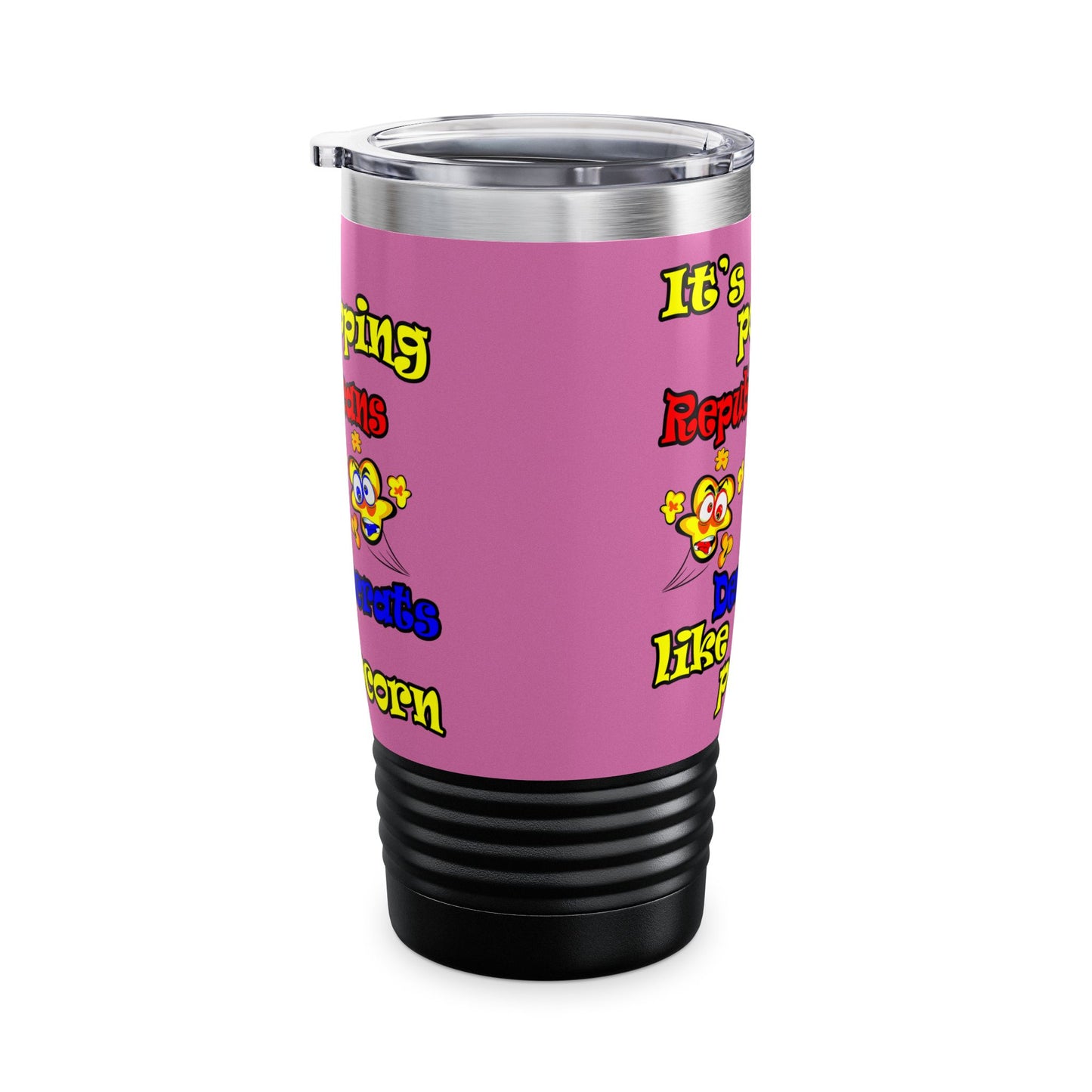 popping like popcorn - Ringneck Tumbler, 20oz (light pink)