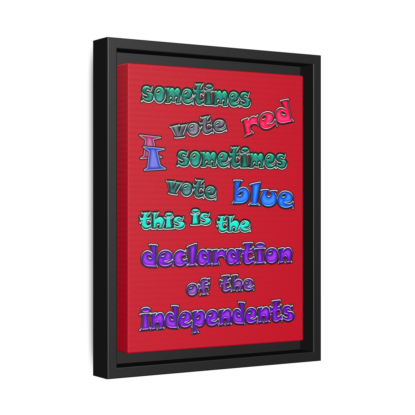 declaration of the independents - framed canvas art (dark red)
