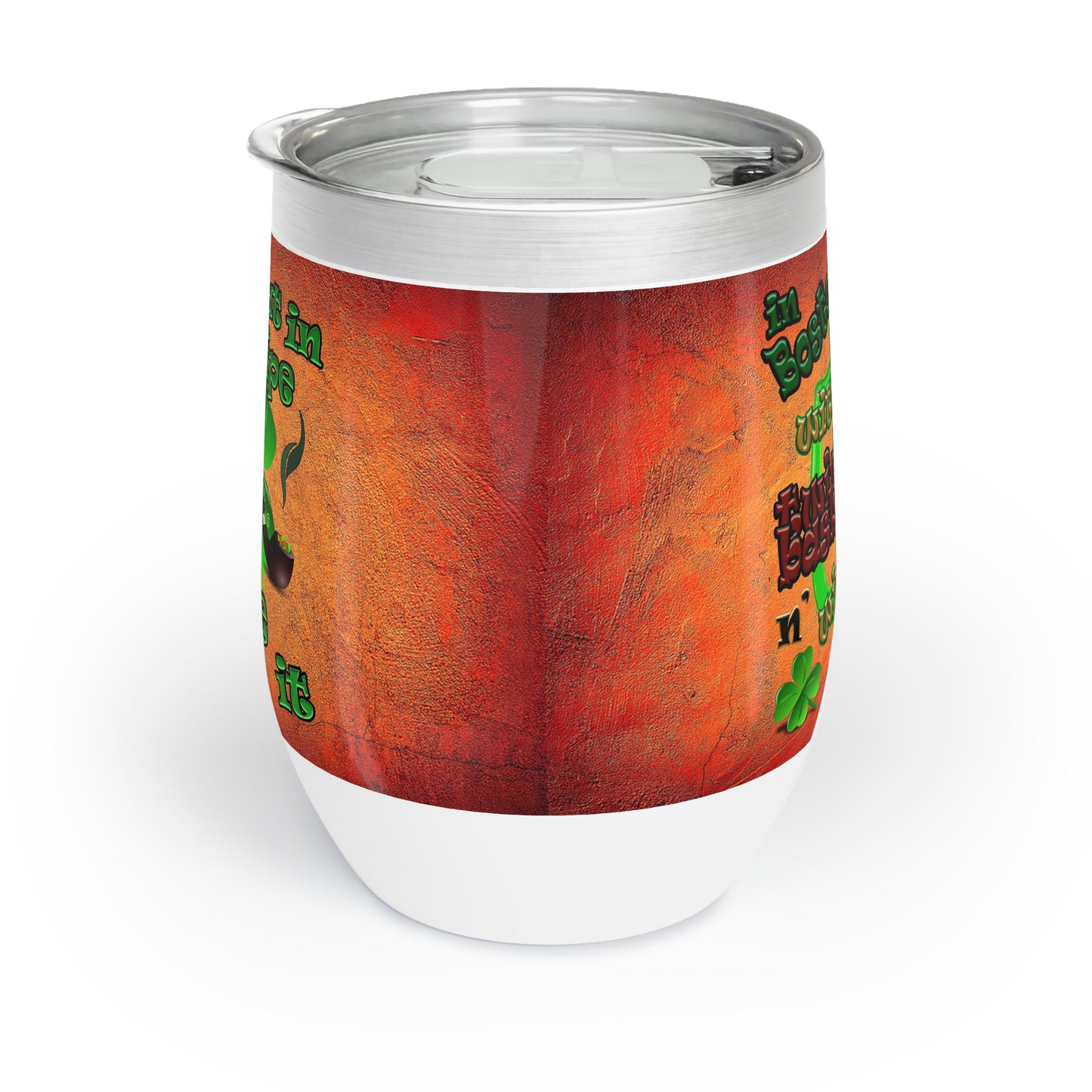celtics logo - Chill Wine Tumbler (burnt orange)