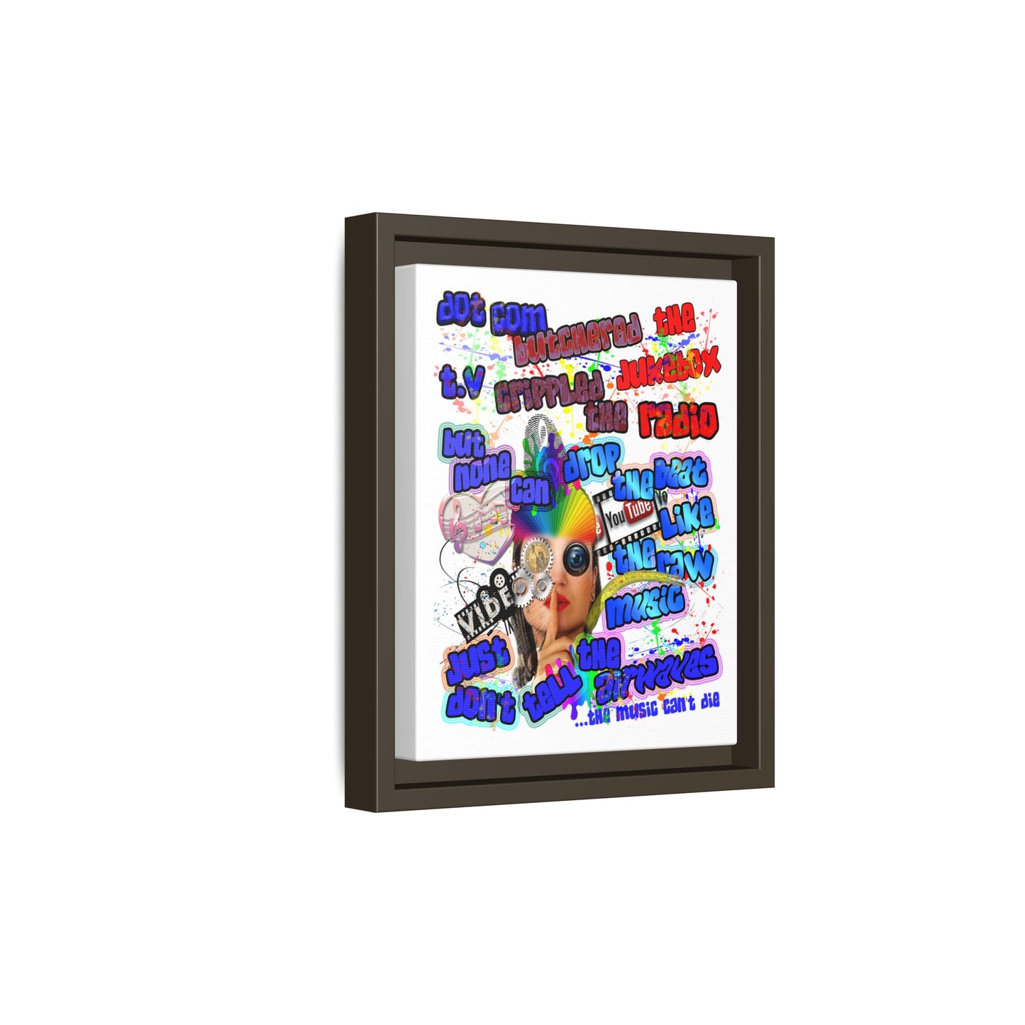 drop the beat - framed canvas art (white)