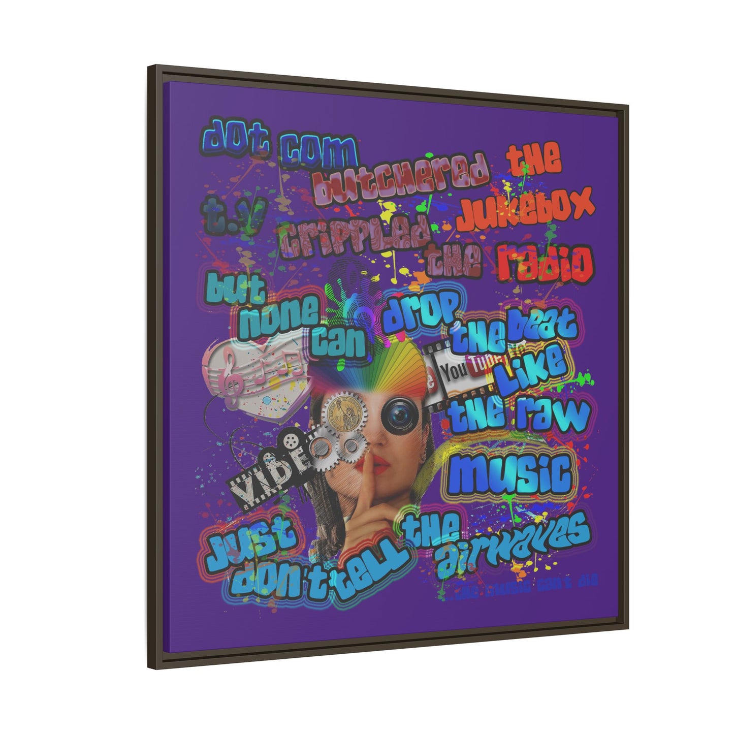 drop the beat - framed canvas art (purple)