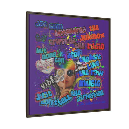 drop the beat - framed canvas art (purple)