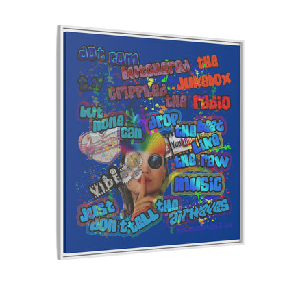 drop the beat - framed canvas art (dark blue)