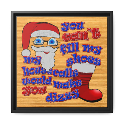 santa's shoes - framed canvas art (butterscotch wood finish)
