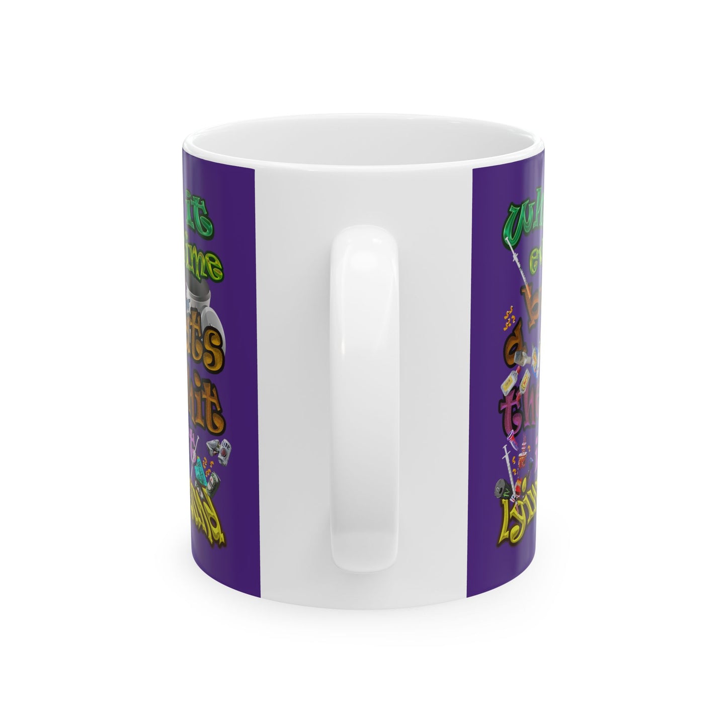 the bum's shit - White Mug (purple)