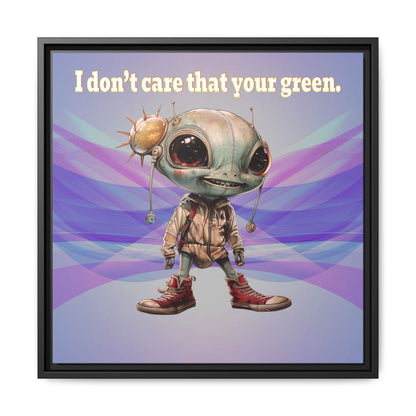 I don't care that your green - framed canvas art (light blue-pink wave)