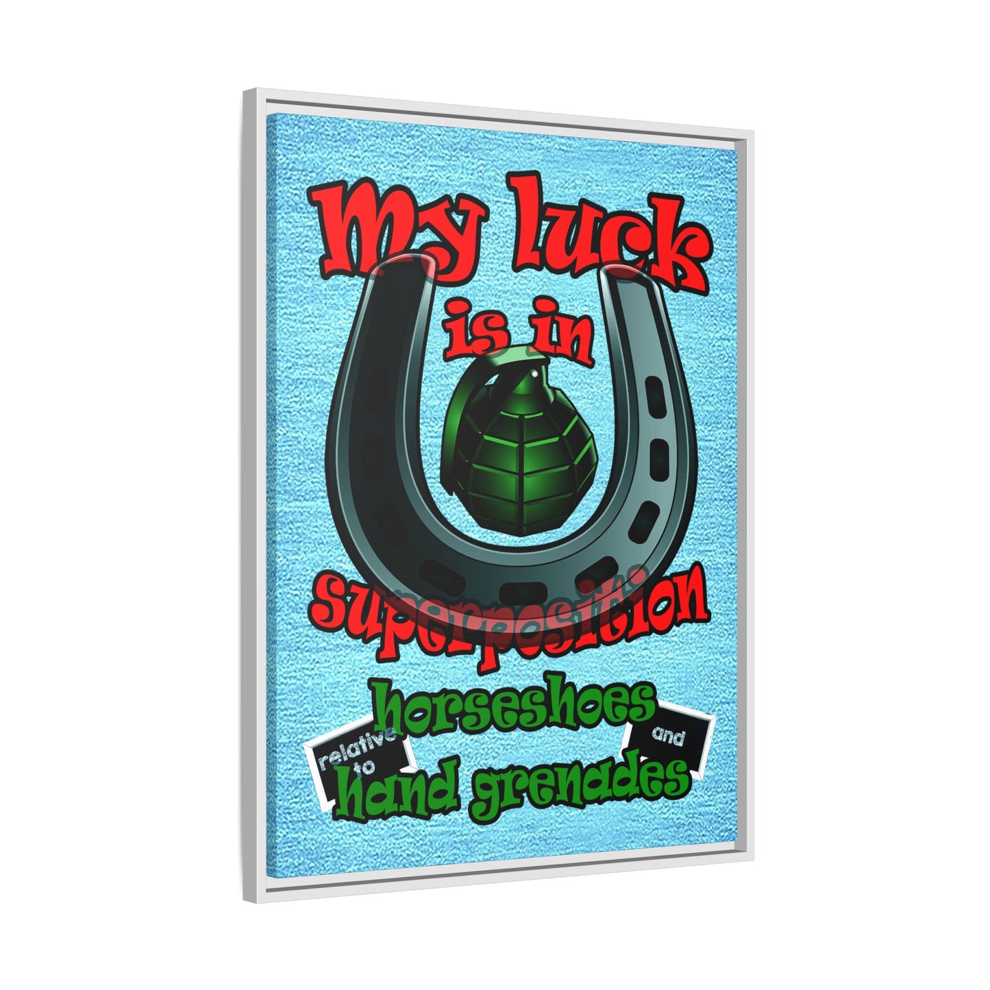 my luck - framed canvas art (faded blue)