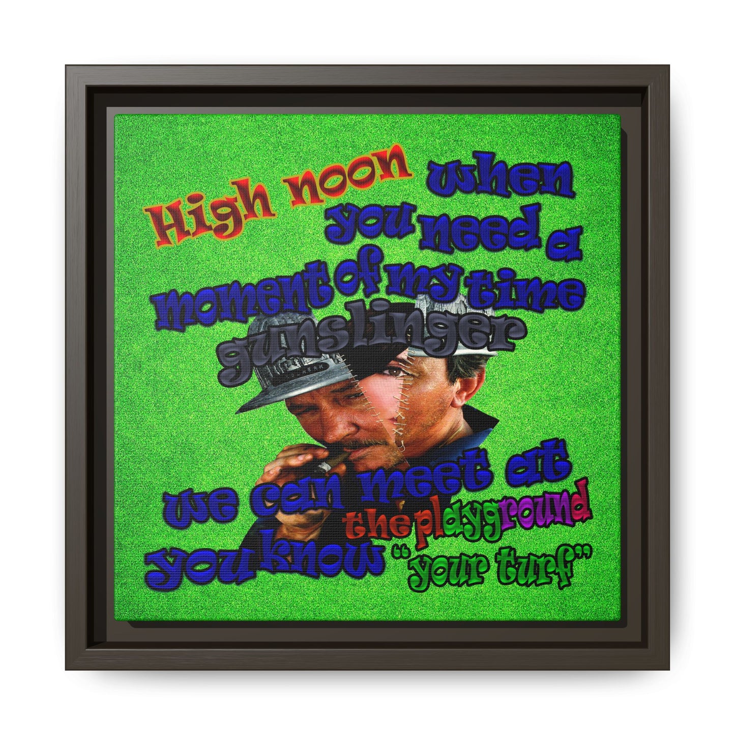 high noon - framed canvas art (green turf)