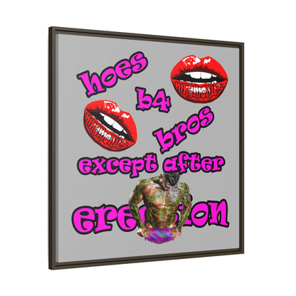 hoes b4 bros - framed canvas art (light grey)