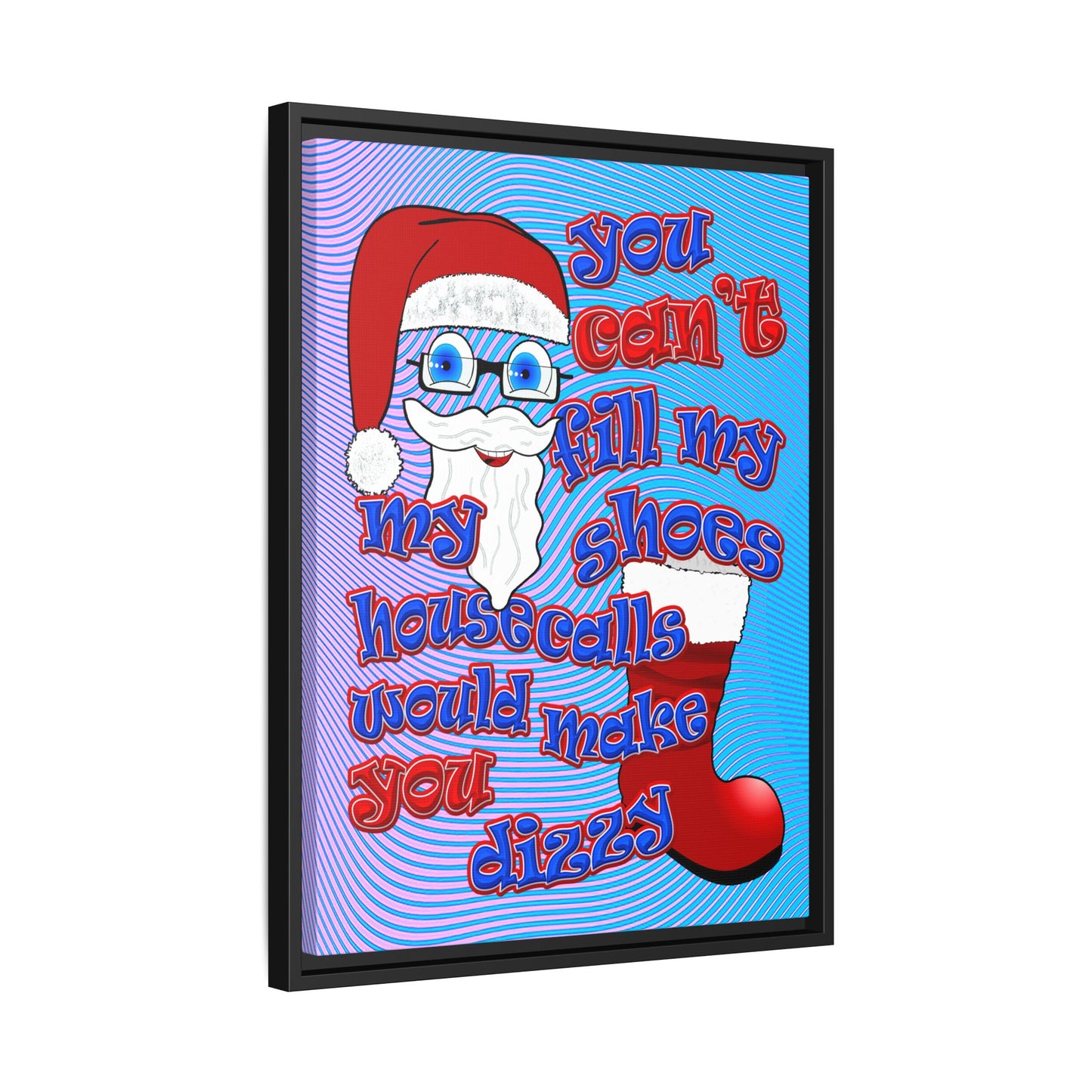 santa's shoes - framed canvas art (light blue-purple wave)