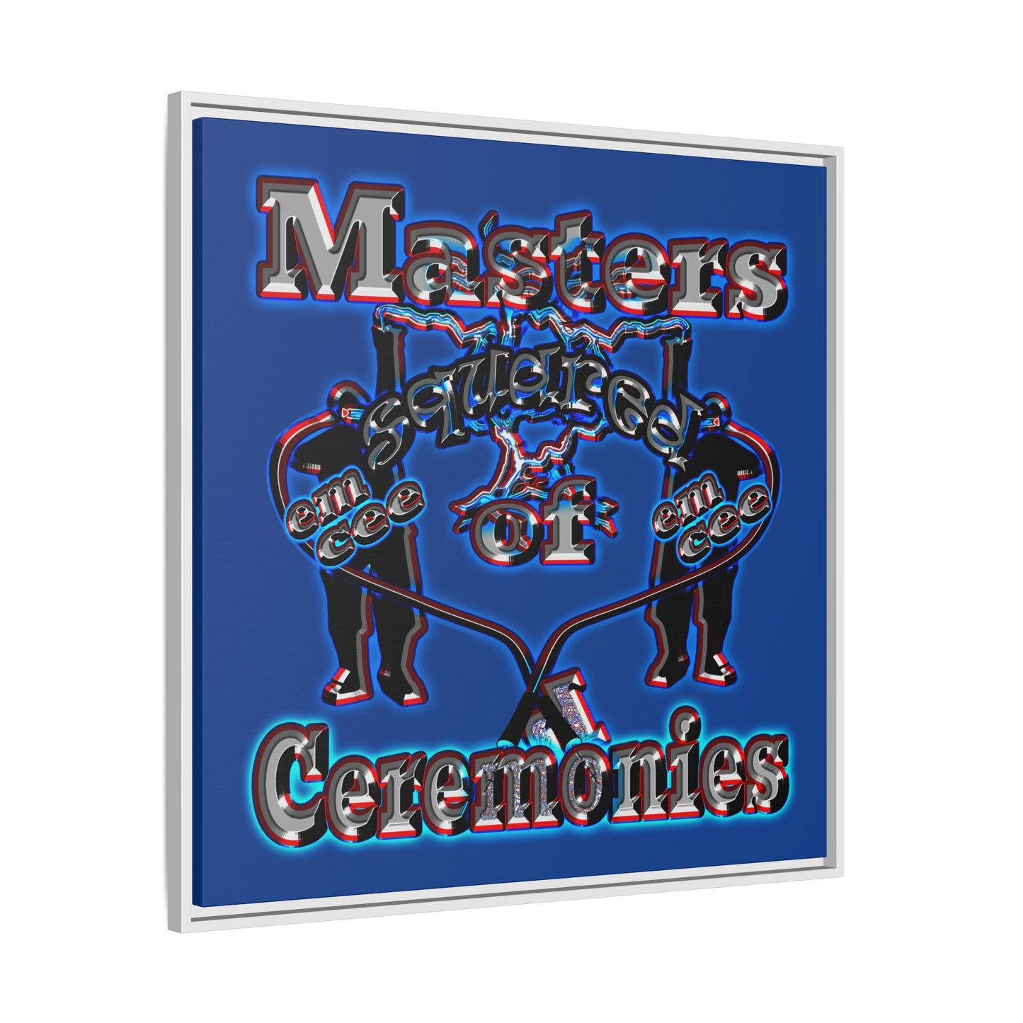 em cee squared - framed canvas art (dark blue)